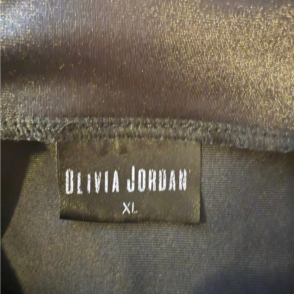 Olivia Jordan Faux Leather Mock Turtleneck Tank Top Punk Goth Shirt sz XL - Picture 4 of 4